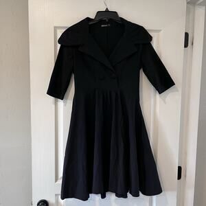 Miusol Black Double Breasted Trenchcoat Dress. Women’s Large. Classic Dress